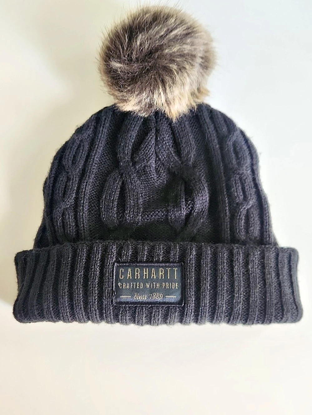 Carhartt Women's Knit Pom-Pom Cuffed Beanie Black
